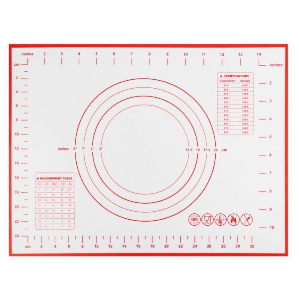Коврик для раскатки теста с разметкой 40x30см силиконовый Vetta