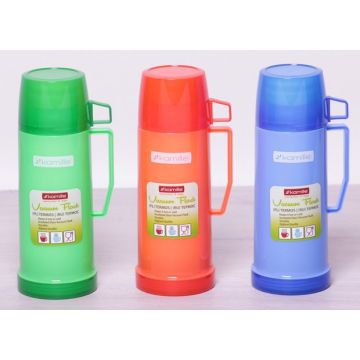 Термос с узким горлом 0,6л (пласт. корпус, стеклянная колба, 3 цвета) Kamille Польша