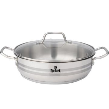 Жаровня 6,0л, 28см из нержавеющей стали с крышкой, индукционное дно. Rashel