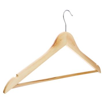 Вешалка для одежды деревянная 45см, натуральный цвет, хром, ЭКО