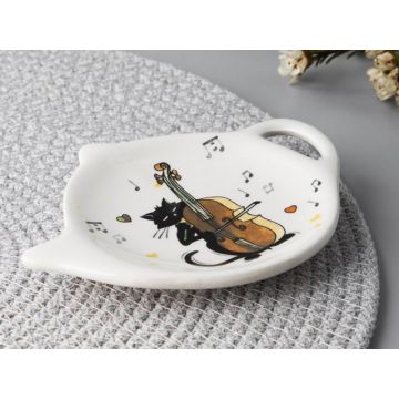 Подставка под чайный пакетик, 12х9х1,5см, керамика. MILLIMI Котейка