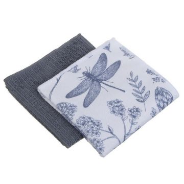 Салфетки универсальные, 2 шт, микрофибра, 30х30см, 230-260г/кв.м, серый, принт