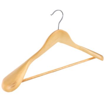 Вешалка деревянная 45x5,5см, широкие плечи, светлое дерево, хром