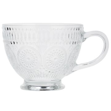 Кружка с рельефным рисунком на ножке, 420 мл, стекло