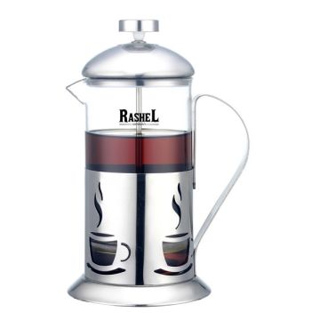 Френч-пресс 800мл стеклянный, нержавеющая сталь, фильтр для чая. RasheL
