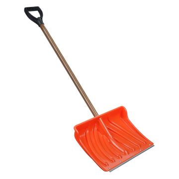 Лопата снеговая КРЕПЫШ №2, 465х340мм, оранж первич пластик, клеп планка, металл. черенок, V-ручка