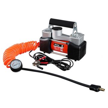 Компрессор автомобильный, 2-х поршневой, шланг 5м, в сумке, 12V, 300W, 85л/м. Ермак
