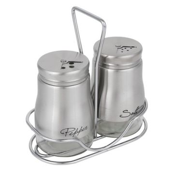 Набор солонок 2шт с подставкой «Классик», нержавеющая сталь, стекло