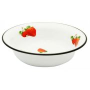 Миска 2,0л белая с рисунком, эмаль, Клубника садовая, Россия