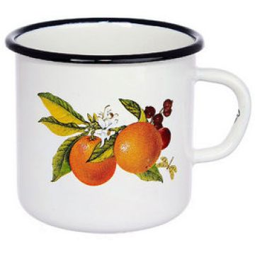 Кружка 0,4л эмалированная, белая, рисунок микс. Россия