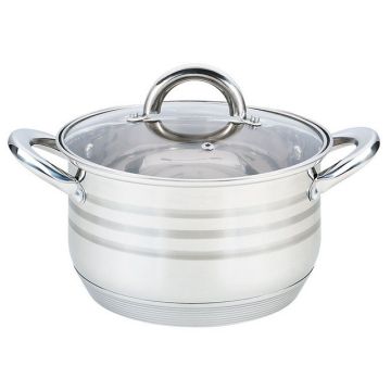 Кастрюля 3,9л из нержавеющей стали, стекл. крышка, индукционное дно. Maesto Гонконг