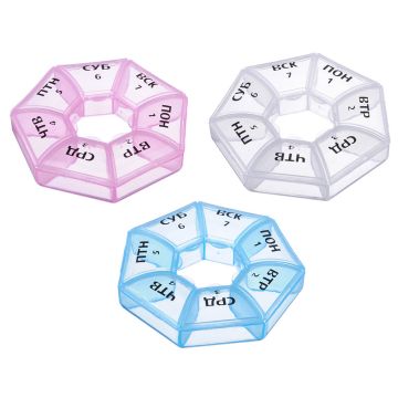 Бокс для таблеток, пластик, «Неделька» 8,5см, 3 цвета