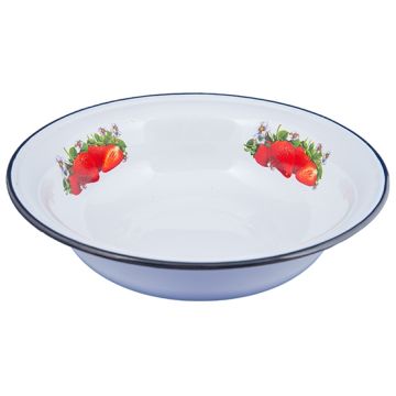 Миска 4,0л эмалированная, серо-голубая с рисунком. Россия