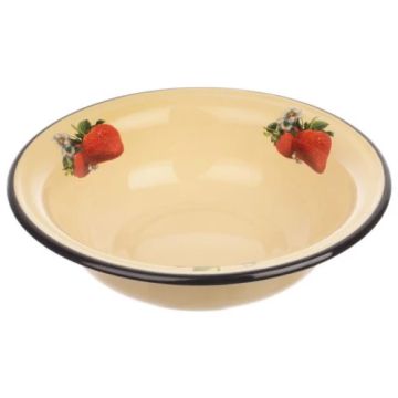 Миска 2,0л эмалированная, палевая с рисунком. Россия